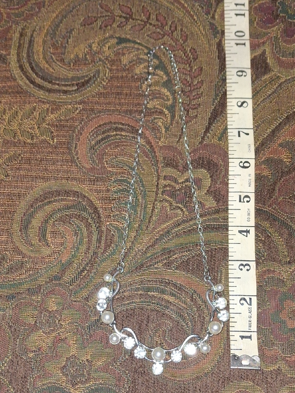 Tracy Lynn Silver Pearl and Crystal Swirl Necklace - Women Jewelry